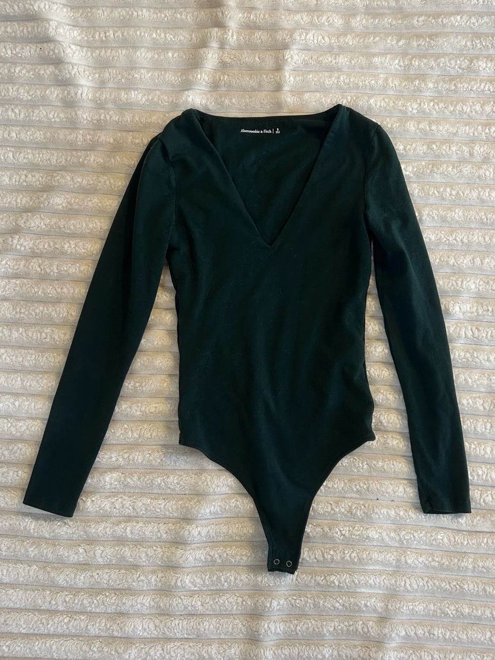 Abercrombie & Fitch Dark Green V-Neck Long Sleeve Bodysuit EUC